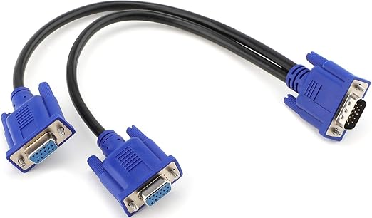 PASOW VGA Splitter Cable 1080P Dual VGA Monitor Y Cable 1 Male to 2 Female Adapter Cable Only for Screen Duplication - 1.5 Feet (No Screen Extension) - Only Work for Identical Monitor