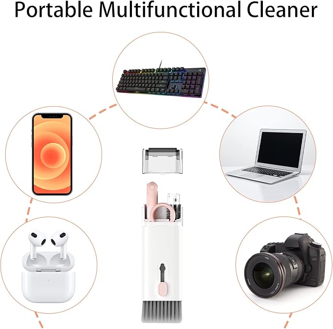 7 in 1 Electronic Cleaner kit - Keyboard Cleaner, Keyboard Cleaning Kit, Laptop Cleaner with Brush, Electronic Cleaner for Airpods pro/Laptop/Phone/Computer/Screen (Give Away a Flannel Cloth) Pink