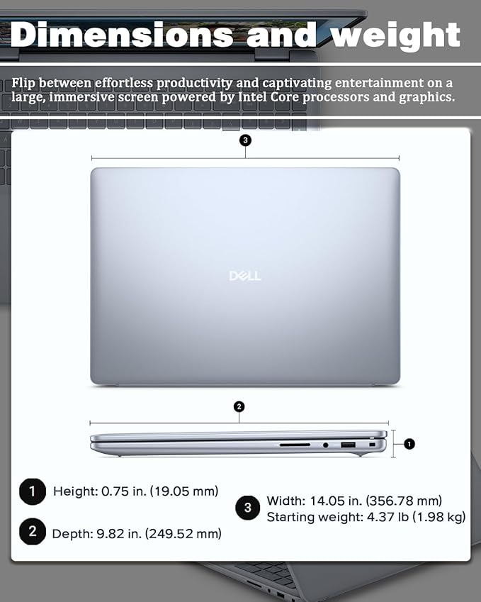 Dell Inspiron 16 Business Laptop - 16'' Touchscreen FHD+ Dsiaplay, Intel 10-Core 7 150U(Up to 5.4GHz) Express Charge, Backlit Keyboard, Windows 11 pro, Fingerprint (64GB RAM | 2TB SSD