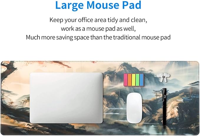Large Mouse Pads Anime Landscape Mountain Wilderness Wonderland Non-Slip Rubber Base Gaming Mousepad, Keyboard and Mouse Pad with Stitched Edges,PC Desk Mat for Game,Work,Office(31.5"*11.8")