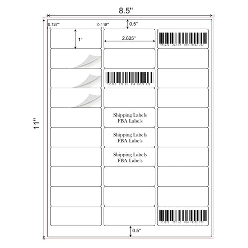 1" x 2-5/8" Address Labels 3000 Labels Sticker Paper for Laser/Ink Jet Printer mailing Labels 8.5"×11" White 30 per Sheet