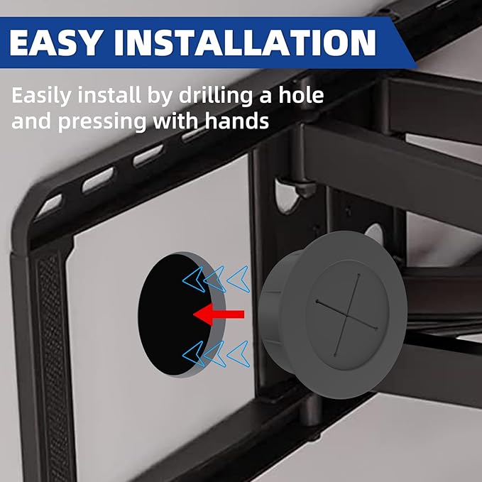 TV Wire Hider Kit for Wall Mount TV, White in Wall Cable Management Kit, Includes 2 Pass Throughs and Hole Saw Drill Attachment for Easy Install(Black) (RO-YCX-2P-BK)