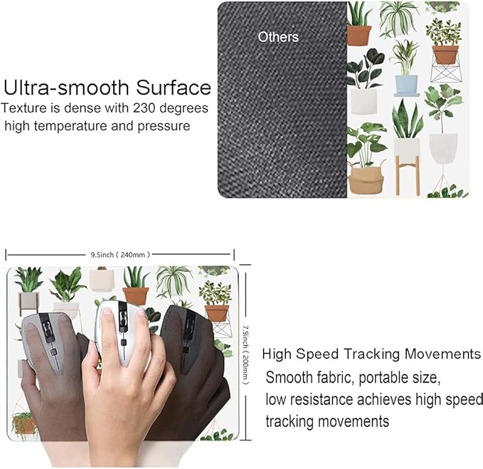 Mouse Pad, Pot Plant Mouse Pad, Mouse Mat Waterproof Non-Slip Rubber Base MousePads