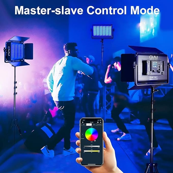 GVM 65W RGB Video Light with Bluetooth Control, 1300D LED Video Lighting Kit, 25000lux/0.5m, 360° Full Color Photography Lighting Kit, 3 Packs Led Panel Light for YouTube, Web Conference, Streaming
