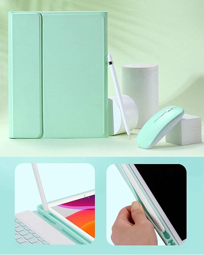 AnMengXinLing Keyboard Case for iPad 11th(A16)/iPad 10th Generation 2022 with Mouse Detachable Wireless Bluetooth Keyboard Pencil Holder Slim Leather Cover for iPad11/iPad10, Teal