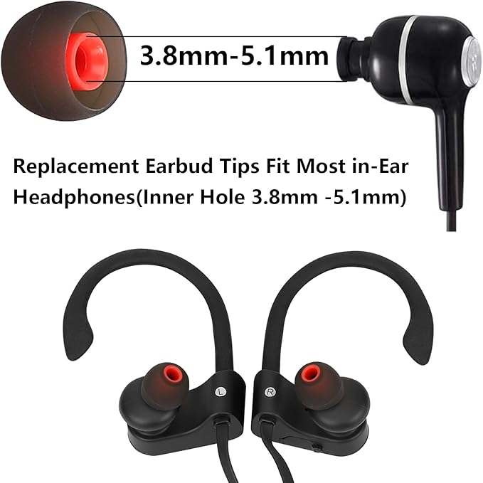 Silicone Earbud Tips - Fit for In-Ear Headphones (Inner Hole 3.8mm-5.1mm) - 9 Pairs S/M/L