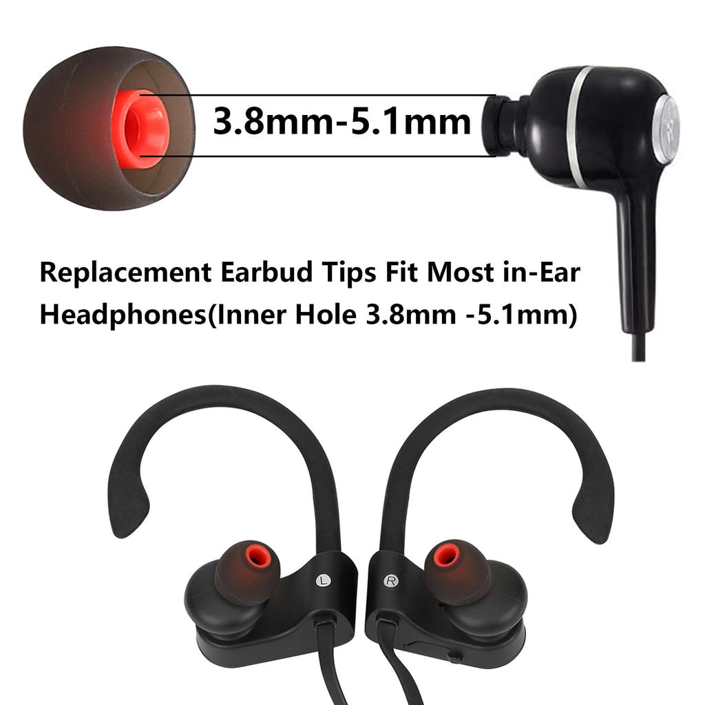 MMYQXI 54 PCS Silicone Replacement Earbud Tips Earbud Cap Eartips Fit for in-Ear Earbuds(Inner Hole 3.8mm -5.1mm) Headphones Earbud Rubber Tips S M L