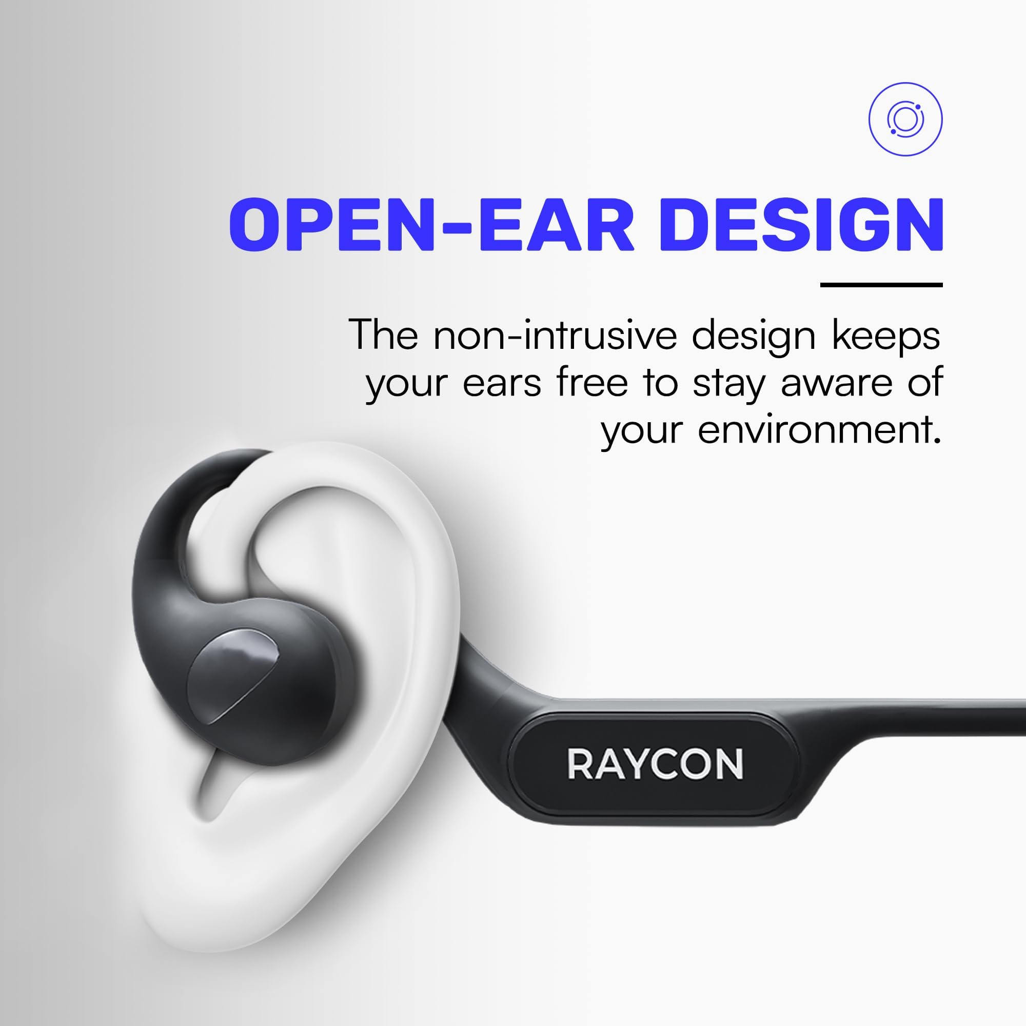 Raycon Open Bluetooth Headphones - Open Ear Running Headphones, Sweat & Water-Resistant Open Earbuds with Mic for Sports & Workouts, 12hr Playtime (Black)