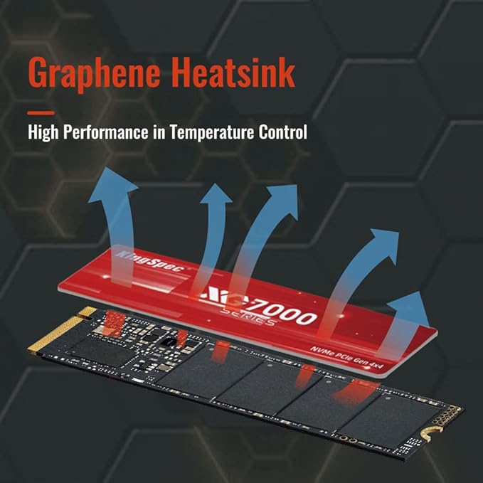 KingSpec XG7000 1TB NVMe SSD PCIe 4.0-7400MB/s Read Speed, 3D TLC NAND M.2 2280 Internal SSD, Compatible with Gaming PC, Laptop, PS5 Console