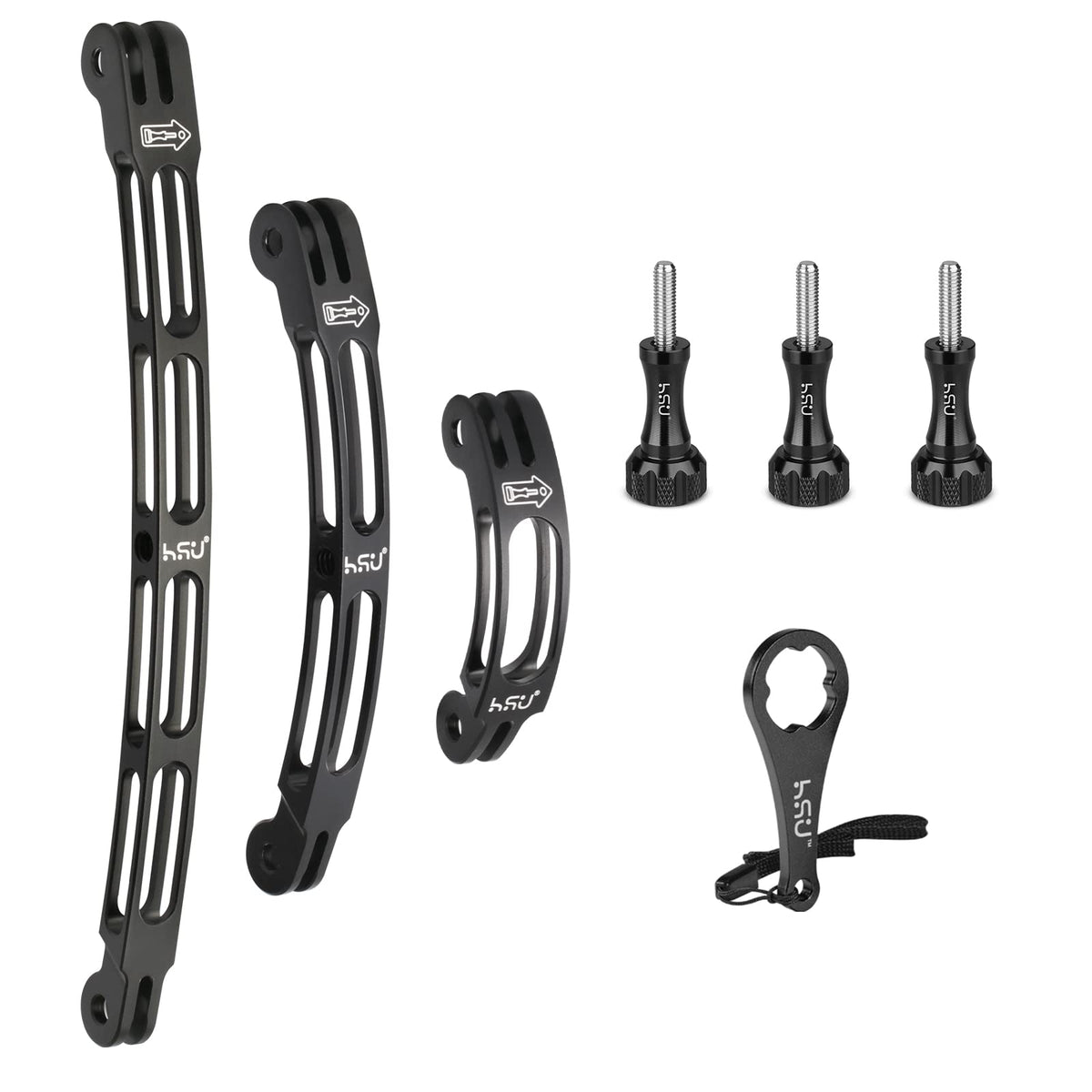 HSU Aluminum Alloy Curved Extension Arm Kit (7.9”/5.3”/3”) (Black)