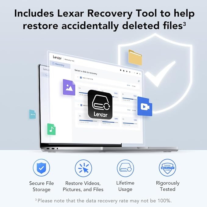 Lexar 2TB ES3 External SSD, Up to 1050MB/s Read, Storage Expansion, Compatible w/USB-C Smartphones, iPhone 15/16, PC, Mac, Tablets, Sleek & Sturdy Design, Silver (LES3XXX002T-RNSAU)
