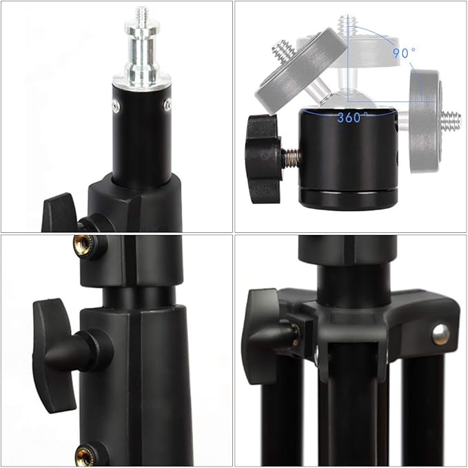 Aluminum Alloy Light Stand 9.5 Feet/2.8m Adjustable Spring Cushioned Photography Tripod for Photo Studio Speedlight Flashes, Ring Light, Photographic Equipments Thickening Flash Stand, 2 Pack