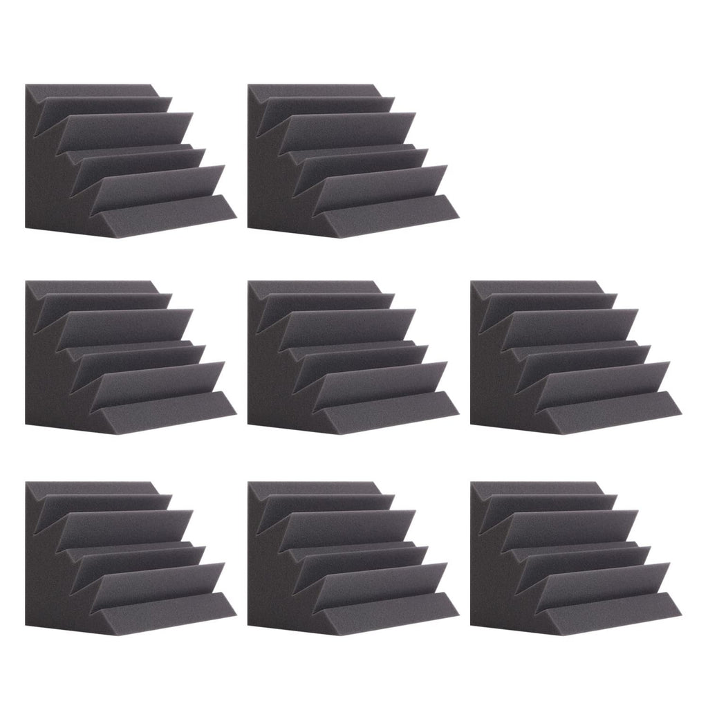 8 Pack - Bass Traps Acoustic Foam Corner, 8''x8''x12'' Black Bass Traps Corner Studio Foam, High Density and Fire-Proof Acoustic Panels Recording Studio Acoustical Treatments