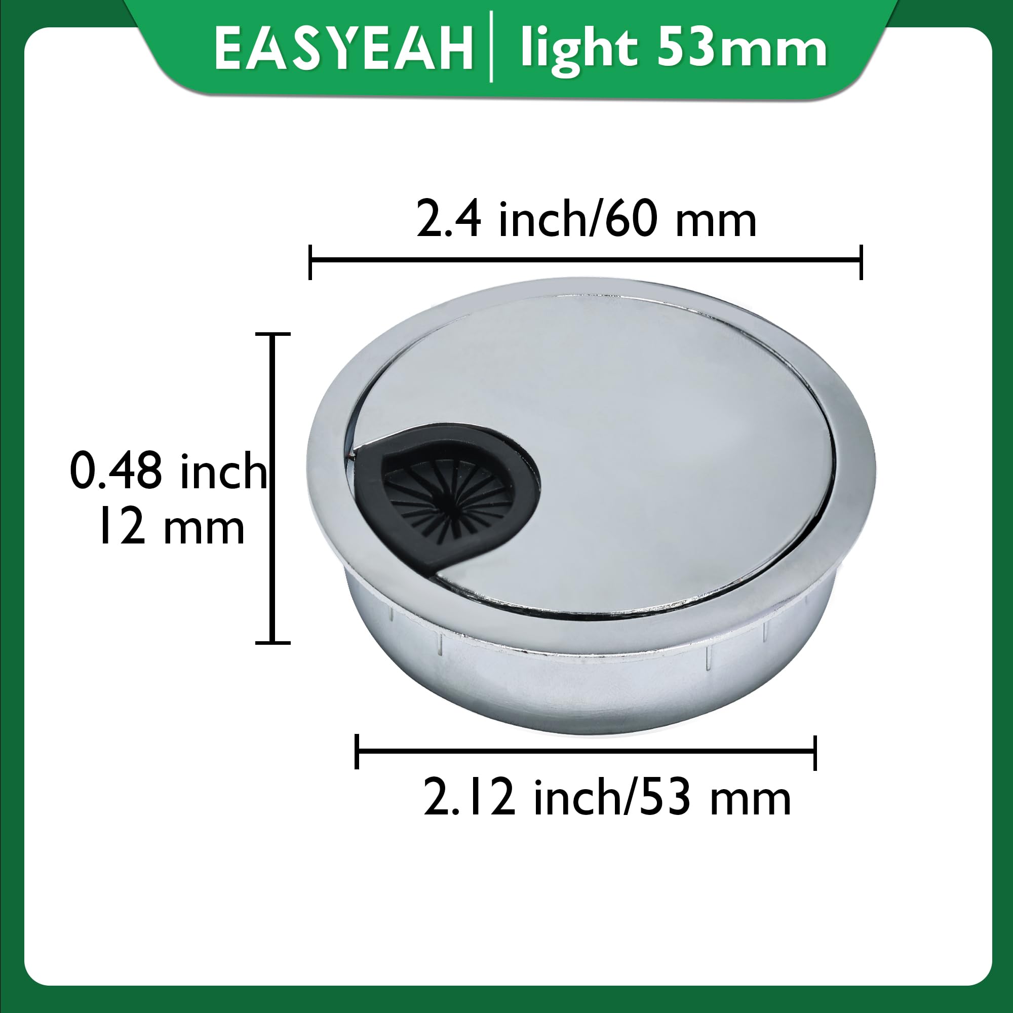 EASYEAH 1 Pcs Desk Grommet 2-1/16" / 53 mm, Zinc Alloy Desk Cord Hole Cover