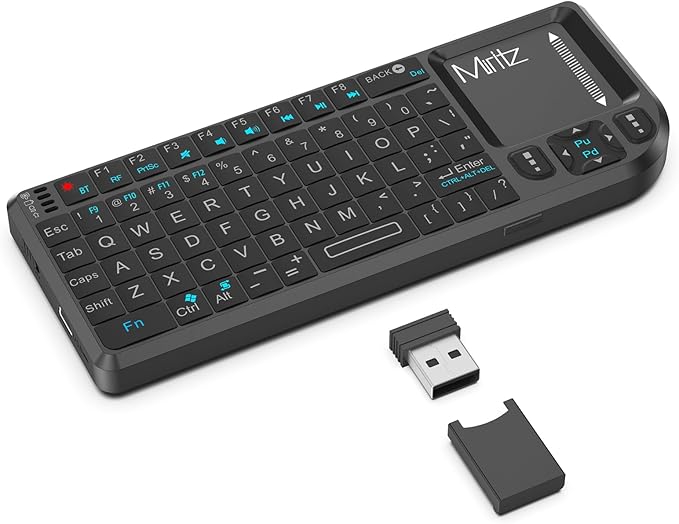 Mini Wireless Keyboard with Touchpad, Bluetooth Keyboard for iPad/Tablet/PC/TV, 2.4GHz USB Dongle & Bluetooth Dual Mode, Portable & Lightweight, Long Battery Life for Travel