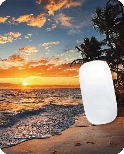Beach Sunset Mouse Pad,Cute Mouse pad,Custom Small Mouse Pads with Designs,Portable Office Non-Slip Rubber Base Wireless Mouse Pad for Laptop