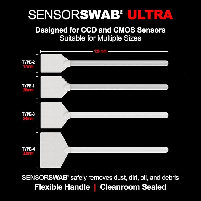 Photographic Solutions Digital Survival Kit - Type-2 (17mm) Sensor Swabs, PEC-PAD Photo Wipes, E-Wipe Packet, Aeroclipse Optic Cleaner Non-Flamable Solution - Camera Cleaning Kit with Travel Bag