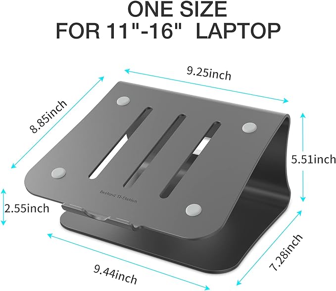 Laptop Stand Aluminum Cooling Computer Stand Holder for Apple MacBook Air Pro 11-16" Laptops (Gray)