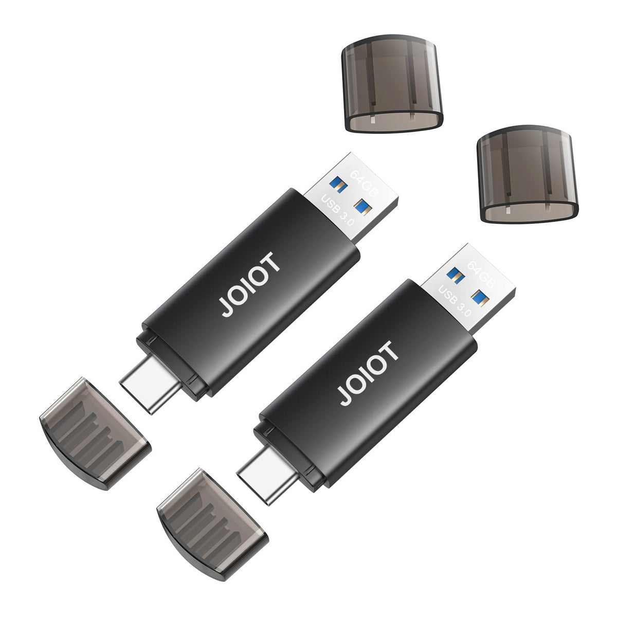 64GB USB C Flash Drive Dual USB 3.0 Flash Drive Type C + USB A Portable Type-C Flash Drive 2-in-1 USB-C Thumb Drive for Smartphone Tablet Computer Mac iPhone 16/17 Black