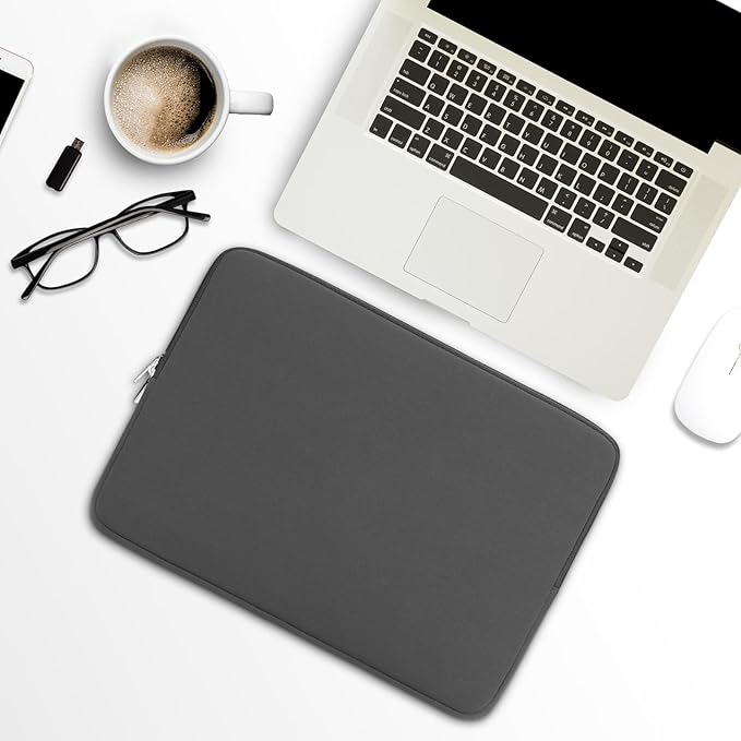 RAINYEAR Laptop Sleeve Case Compatible with 13.3 Inch Notebook Computer Tablet Chromebook 14" MacBook Pro M1 M2 M3 M4 Pro/Max Soft Cover Protective Case Zipper Carrying Bag (Gray, Upgraded Version)