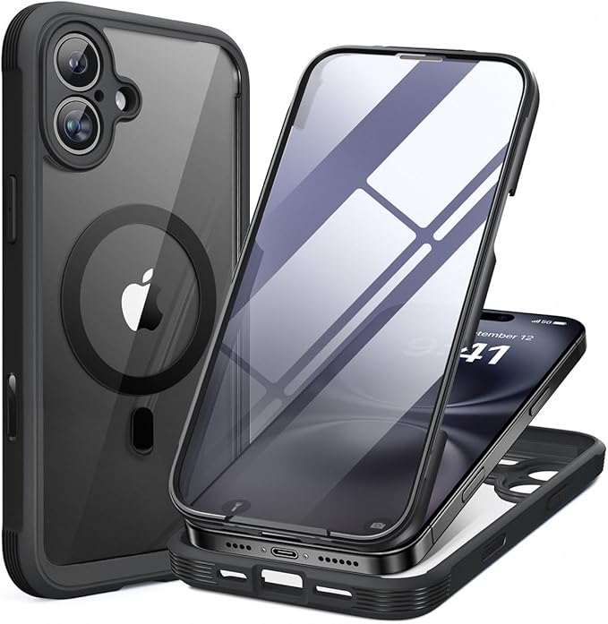 Miracase Glass Series for iPhone 11 Case 6.1 inch, Upgraded Full-Body Rugged Phone Bumper Case Cover with Built-in 9H Tempered Glass Screen Protector and Camera Protector