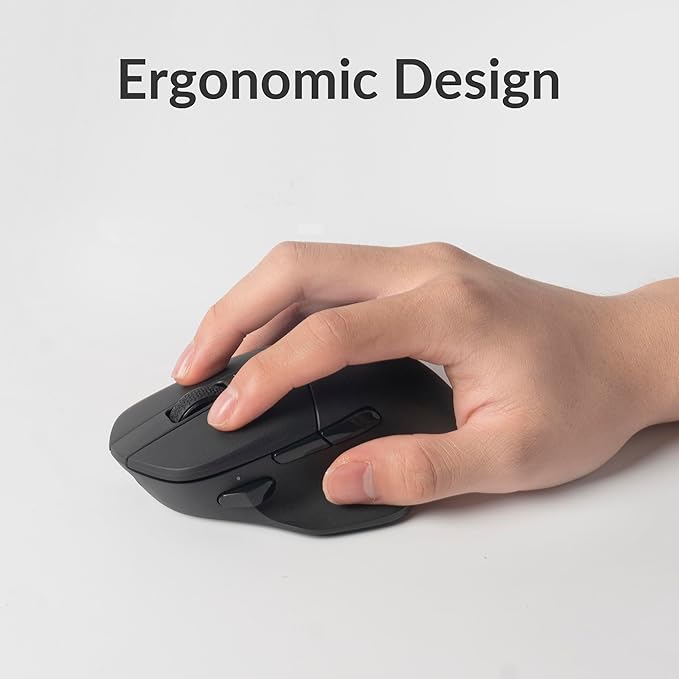 Keychron M7 Wireless Computer Mouse, 26K DPI Optical Computer Mouse, 2.4 GHz/Bluetooth/Wired with Macro Button 63g Lightweight Ergonomic, Up to 70 Hours Worktime for Laptop macOS/Windows - Black