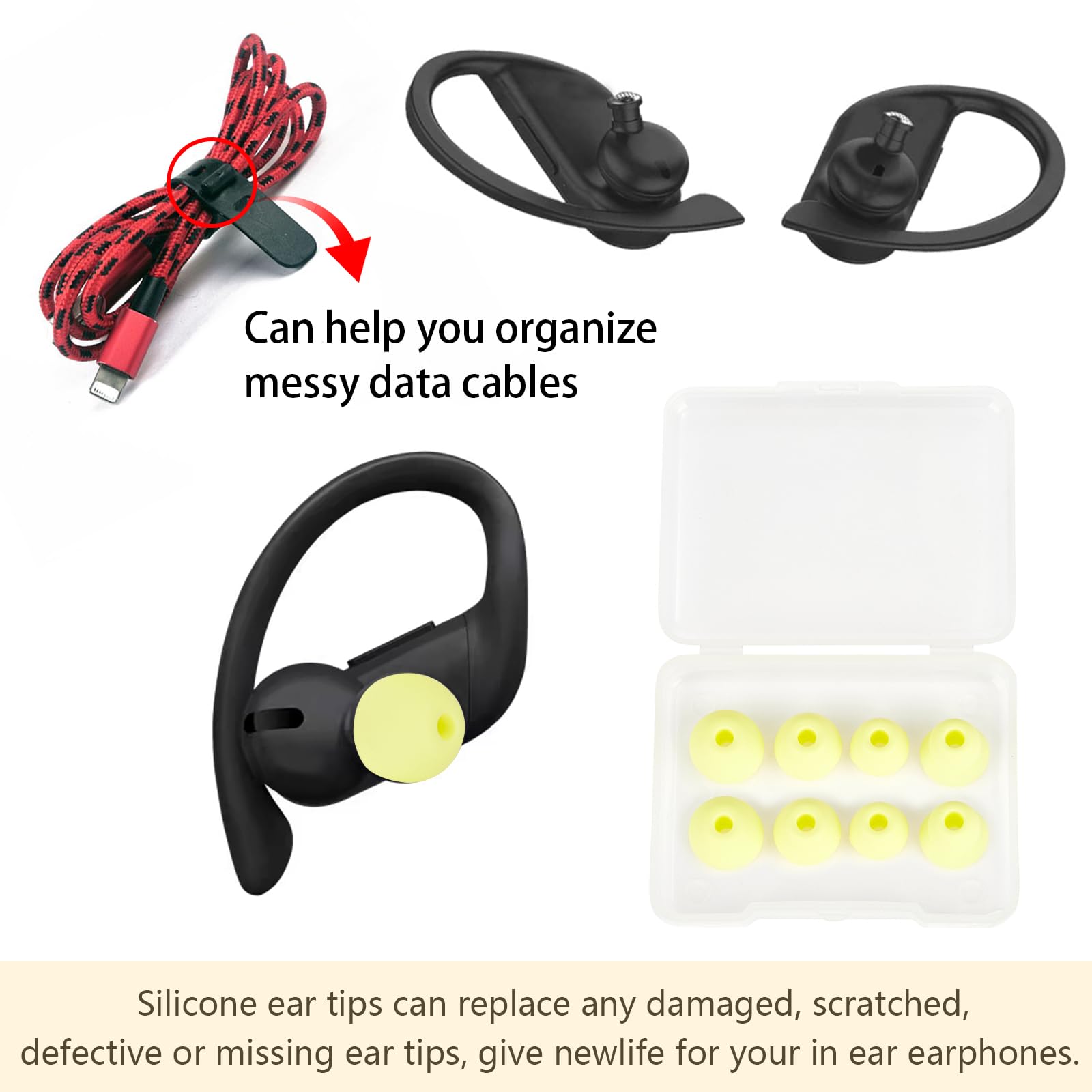 MQIMY Silicone Earbud Tips Replacement Ear Tips Compatible with Powerbeats Pro Beats Wireless Earphone Headphones Earbud Covers 4 Pairs