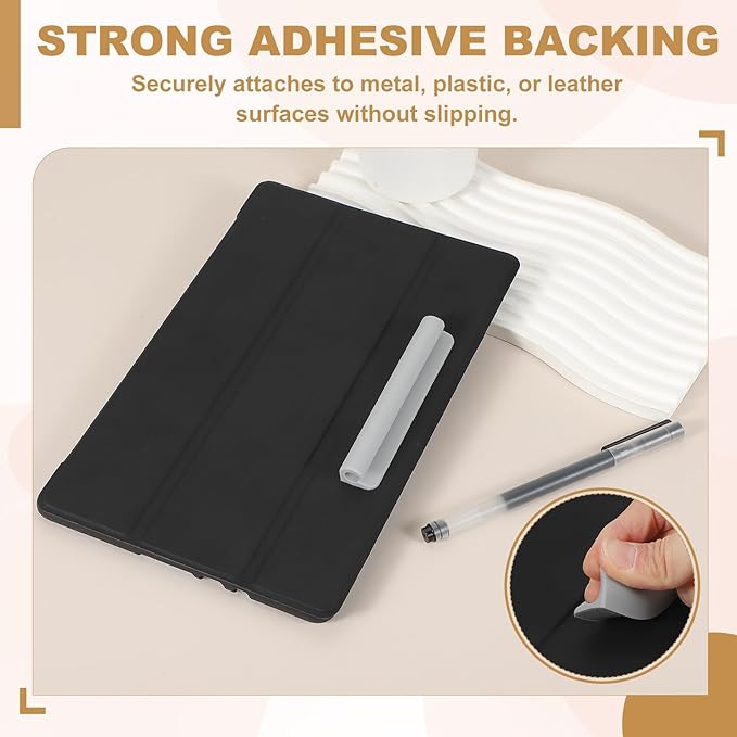 PATIKIL 2 Pcs Adhesive Pencil Holders, 105mm Long Universal Pencil Clip Silicone Pen Holder Office Pen Organizer for Desk Wall Clipboard Notebook Tablet Case Stylus, Pink