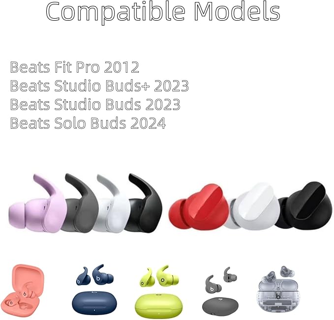 Replacement Ear Tips for Beats Fit Pro, Beats Studio Buds+, Beats Studio Buds, Beats Solo Buds Silicone Earbuds Washable Noise Isolation, Fit in The Charging Case, 6 Pairs S/M/L (Black)