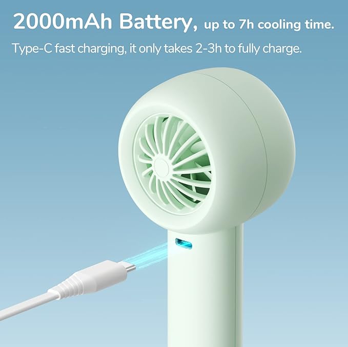 JISULIFE Mini Portable Fan-Bladeless Safe Design, Powerful Turbo Handheld Fan with 3 Speeds, USB Rechargeable, Small Pocket Design for Travel/Lash, Gifts For Girls/Women