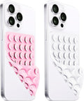 LvShuLiangPin Anteel 2 Pack Silicone Suction Cup Phone Case Mount Double Sided, Hands-Free Strong Grip Silicon Phone Holder, Non Slip Phone Accessories for Selfies and Videos (Light Pink&White)