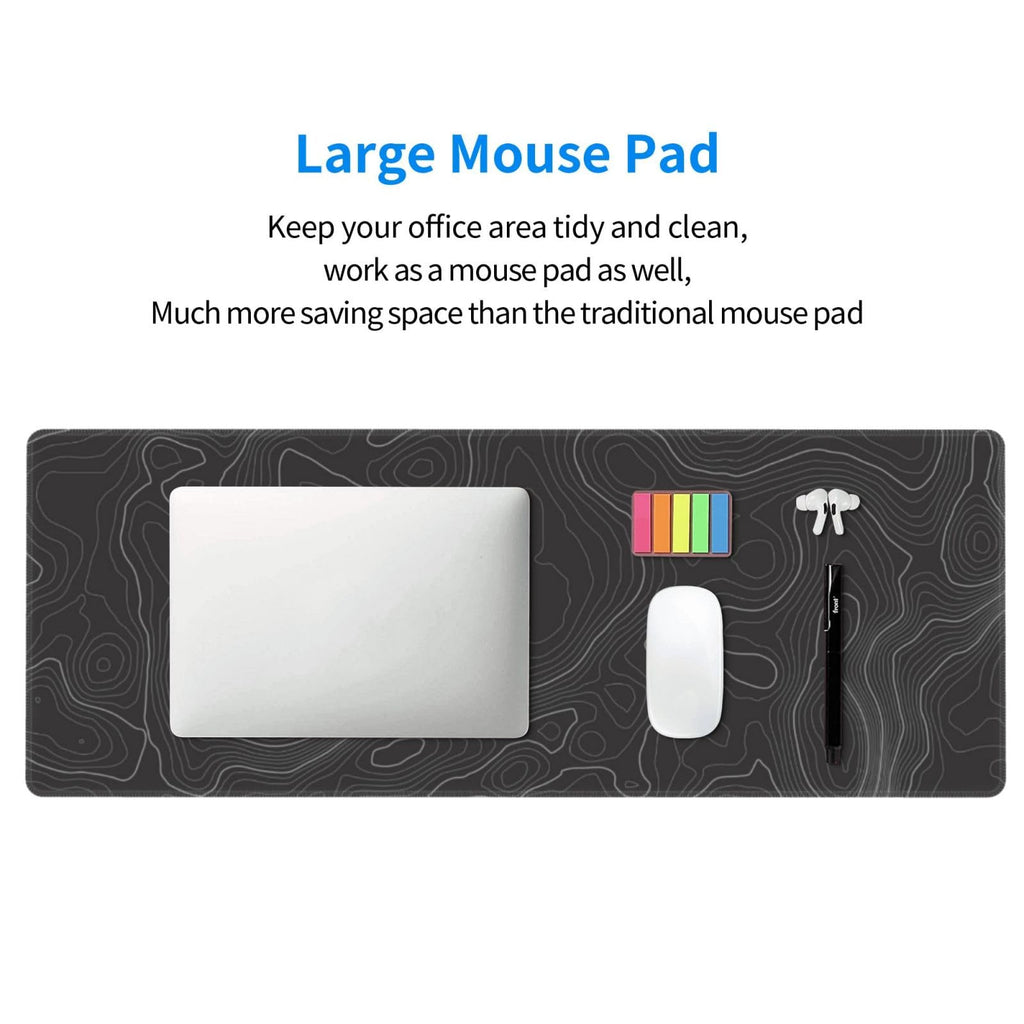 Topographic Contour Extended Big Mouse Pad Large,Gaming Mouse Pad Desk Pad,31.5×11.8 Inch Long Computer Keyboard Mouse Mat Mousepad with 3mm Non-Slip Base and Stitched Edge for Gaming and Office