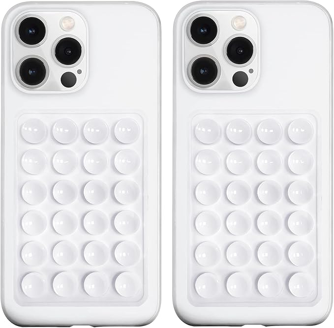 LvShuLiangPin Anteel 2 Pack Silicone Suction Phone Case Mount, Silicon Adhesive Phone Grip for Smartphones, Hands-Free Mirror Shower Phone Holder for Selfies