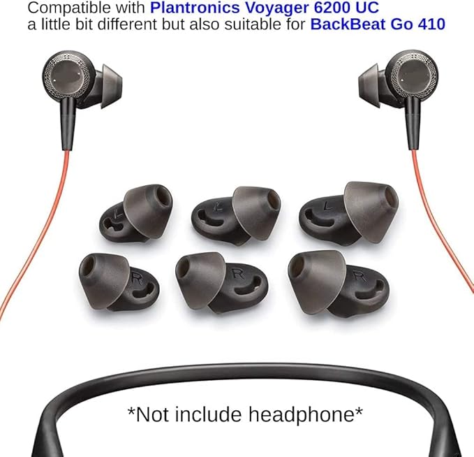 Voyager 6200 UC Eartips Replacement,in-Ear Gels Kit for Plantronics 6200/Backbeat Go 410 Headphone-3 Pair Medium