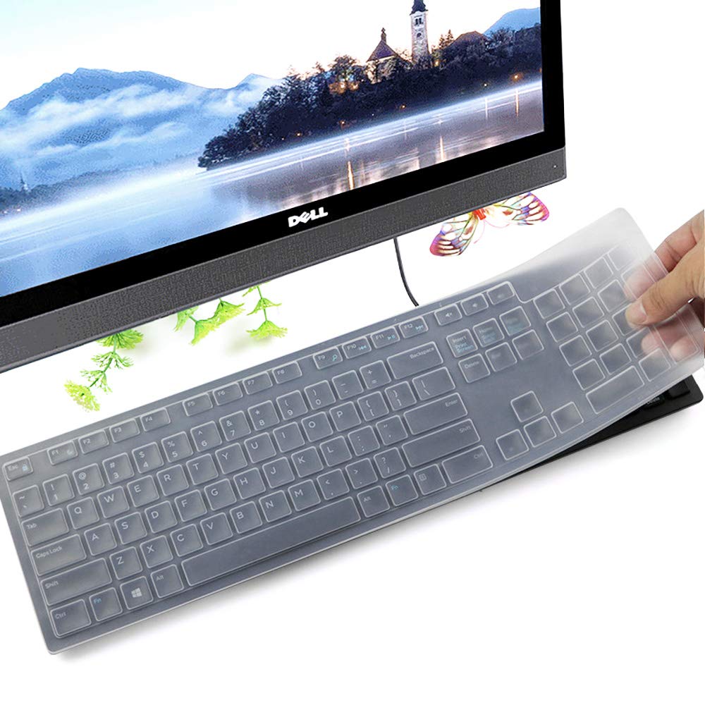 Colorful Keyboard Cover for Dell KM636 Wireless Keyboard/Dell KB216 KB216t KB216p Wired Keyboard/Dell Optiplex 5250 3050 3240 5460 7450 7050/Dell Inspiron AIO 3475/3670/3477 All-in one Desktop,Rainbow