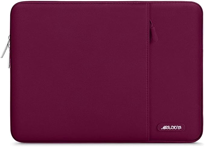 MOSISO Laptop Case 13 inch, 13 inch Laptop Sleeve Compatible with MacBook Air M4 M3 M2 M1 2025-2018 / Pro M2 M1 2025-2016, Polyester Vertical Computer Sleeve Bag with Pocket, Wine Red