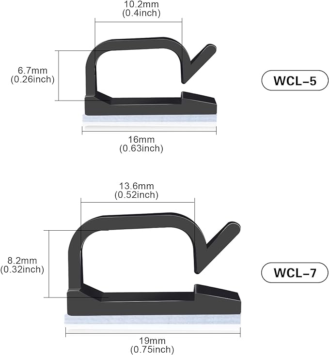 XHF 120 PCS Adhesive Cable Wire Clips Black, Outdoor Cable Management Wire Organizer Cord Holder for Under Desk, Car, Wall, TV PC Ethernet Cable