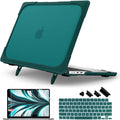 Batianda for New MacBook Air 13.6 inch Case 2025 M4 2024 2022 Release Model A3240 A2681(M2) A3113(M3), Heavy Duty Shockproof Protective Hard Shell with Fold Kickstand & Keyboard Cover, Teal