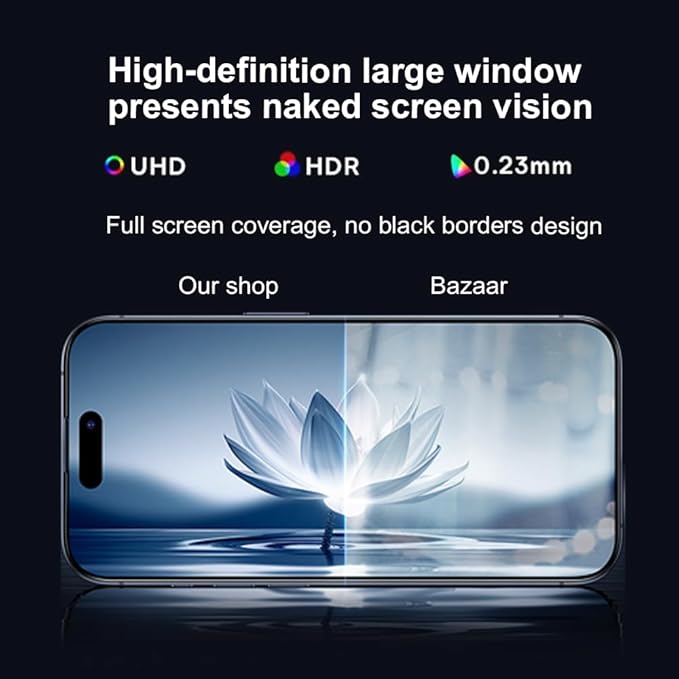 OneFish Screen Protector for Iphone 16, HD Clarity Tempered Glass Film 9H+ Hardness, with Hassle-Free Installation Frame, Dust-Free Bubble-Free Anti-Fingerprint, 2Pack