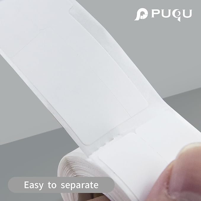 PUQU 20x10mm Direct Thermal Sticker Labels, Self-Adhesive All-Purpose Label Maker Tape, Compatible with AQ Series Label Printer, Refills Standard Laminated Office Labeling, 1 Roll of 600 Labels