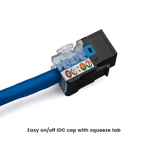 trueCABLE Cat6A Keystone Jack, Unshielded (UTP), 90 Degree Punch-Down, PoE++ (4PPoE), UL Listed, ETL Verified, ANSI/TIA Certified, Modular RJ45 Female, Black, 12 Pack