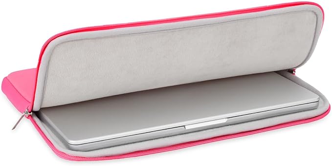 RAINYEAR 16 Inch Laptop Sleeve Protective Soft Case Padded Zipper Cover Specially Compatible with 16" MacBook Pro/Max M1 M2 M3 M4 A2141 A2485 A2780 A2991 A3403 A3186 (Bright Pink, Upgraded Version)