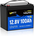 12V 100Ah TM LiFePO4 Lithium Battery, Group 24 with 120A BMS & Smart Bluetooth, IP67, Auto Cut/Recovery, Deep Cycle for Boats, RVs, Marine, Trolling Motors, Solar, Camping, Off-Grid