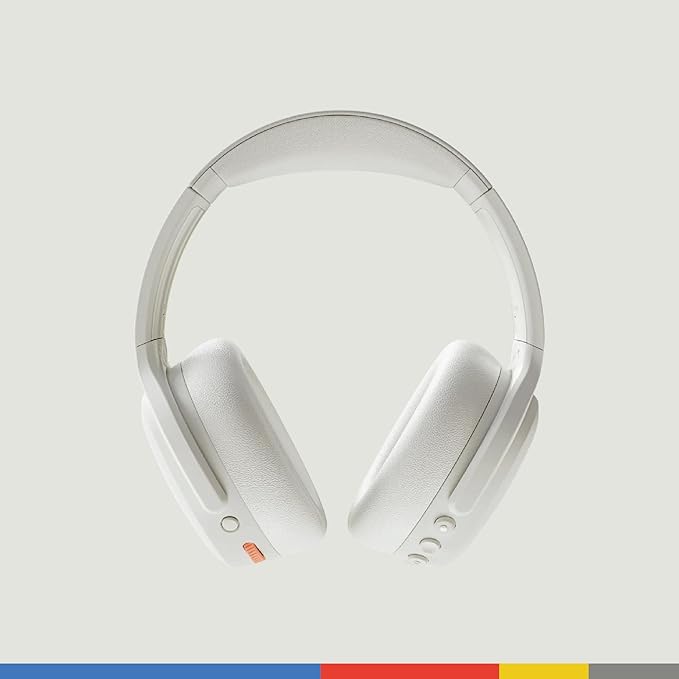 Skullcandy Crusher ANC 2 Over-Ear Noise Canceling Wireless Headphones with Sensory Bass and Charging Cable, 50 Hr Battery, Skull-iQ, Alexa Enabled, Microphone, Works with Bluetooth Devices - Bone