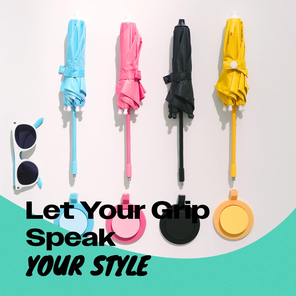 On The Grip 3 in 1 Magnetic Umbrella Sunshade Collapsible Expandable Phone Grip & Stand - Elegant Magsafe Compatible Phone Holder for Secure Grip and Hands-Free Viewing (Sky Blue)
