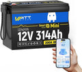 12V 314Ah Lithium LiFePO4 Battery Mini with Bluetooth 5.0 BMS 200A, 4.01kWh Energy, Upgraded Aluminum Cooling Fins & Braided Copper Wires, upporting devices over 2000W (1 PCAK)
