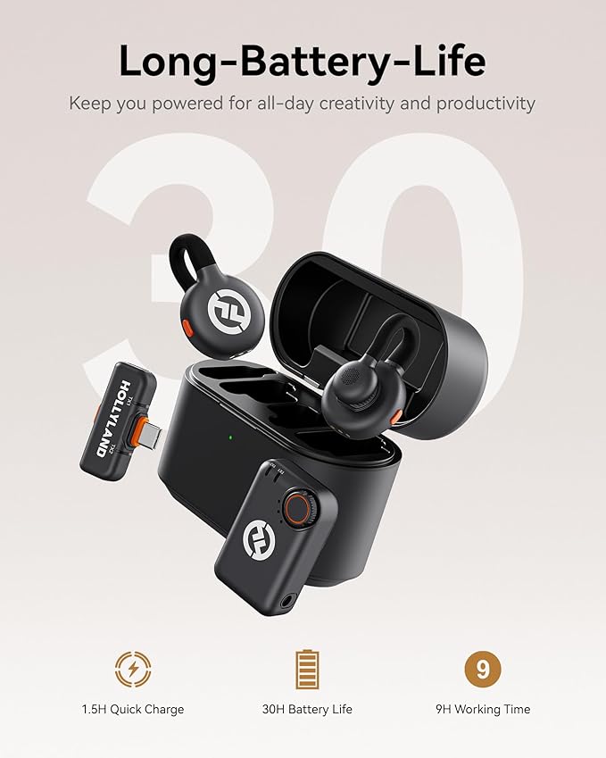 Hollyland Lark M2S Combo (Camera RX+USB-C RX+ Lightning Cable) Wireless Microphone for iPhone/Camera/Android/PC, Titanium Clip, Noise Cancelling, 30H Use, Vlog, Interview, Content Creation