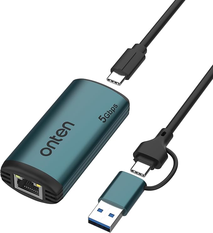 USB-C to Ethernet Adapter - 5Gbps High-Speed,Type-C to RJ45 Ethernet LAN Network Adapter Thunderbolt 4/3 Compatible, for iPhone 15 Pro/Max, MacBook Pro/Air 2023, iPad Pro,iMac and More（5G