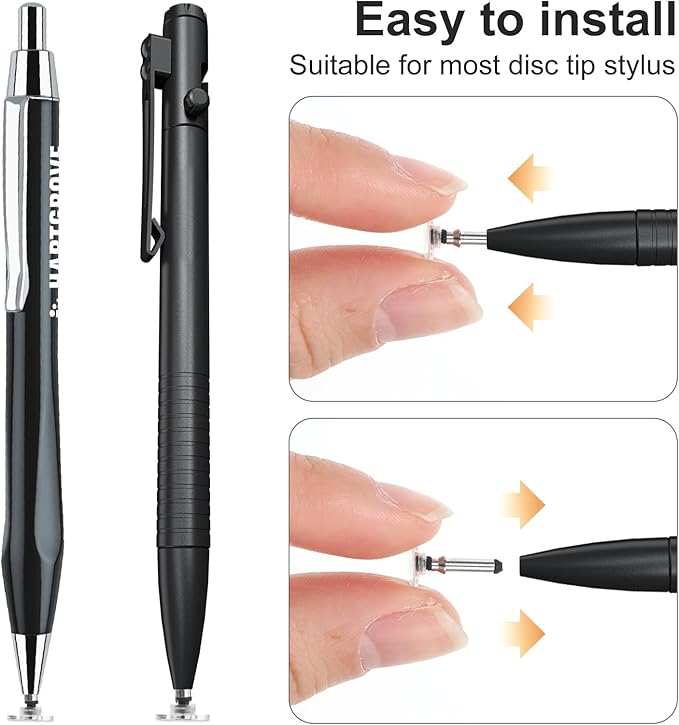24pcs Stylus Tips Replacement Tips Only, High Precision Replaceable Stylus Pen Disc Tops, Silicone Round Stylus Pen Tip for Mobile Phones and Tablet PC Touch Screen Devices