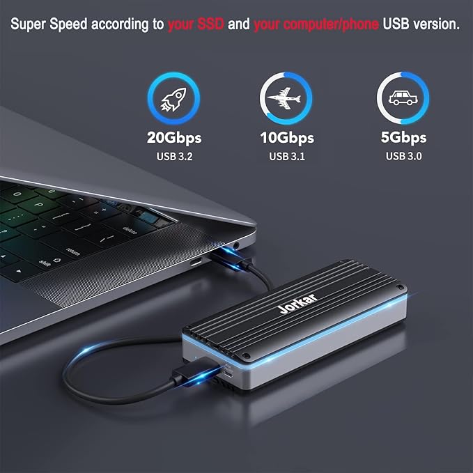 External SSD Enclosure USB-C 3.2 for 12+16 Pin MacBook SSD, Hard Drive Reader for A1466 A1465 A1502 A1398 SSD Mac Air/Pro mid 2013-2017, Portable Aluminum SSD Case with Indicator